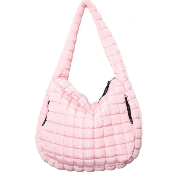 Katydid Oversized Pink Quilted Hobo Shoulder Bag - Picture 1 of 13